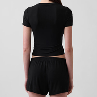 Ensemble deux pièces en modal côtelé doux pour femme, t-shirt à manches courtes et short d'été côtelé, ensembles de pyjama courts écologiques pour la maison