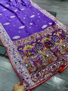 ผ้าไหมโดลาลายดอกไม้คุณภาพส่งออกสำหรับชุดงานเลี้ยงสตรี คอลเลคชั่นอินเดีย มีสินค้าในสต็อก - Product Image 2