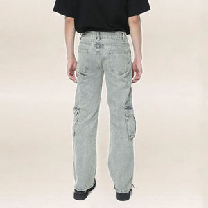 Low Price Streetwear Stack Denim <b>Pants</b> Cotton Baggy Stacked Jeans Men Long Straight <b>Pants</b> Washed Wide Leg <b>Trousers</b> for Man - Product Image 3