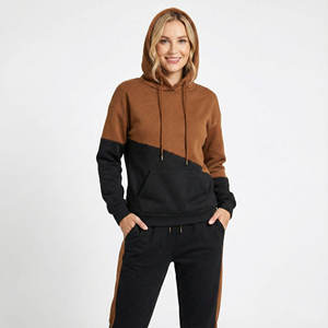 Sudaderas con Capucha para Mujer Hechas a Medida OEM, Diseño Elegante con Bloques de Color, Ajuste Casual y Relajado, Hombros Caídos, Bolsillo Tipo Canguro - Product Image 1