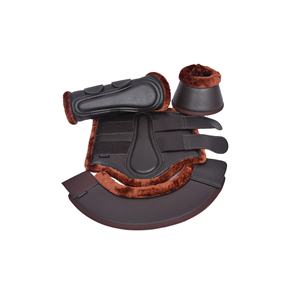 Juego de botas mate de cuero de caballo con forro de piel de oveja a juego, botas protectoras de tendón para caballos - Product Image 6