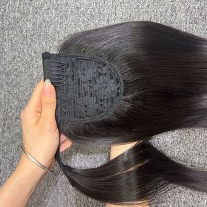 Tupé de pelo negro crudo de pelo virgen de alta calidad de cola de caballo para mujeres negras un donante - Product Image 1