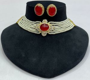 Traditional Unique Monalisa Stone With <b>Pearl</b> Brass Necklace for Ethnic Party Wear for Wedding Engagement and Anniversary - Product Image 2