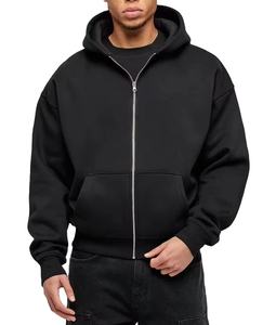 Venta caliente Premium Custom Hoodie Puff Printing logo Sudadera de gran tamaño Algodón Doble cremallera Heavyweight Fleece Zip up Hoodie Hombres - Product Image 4