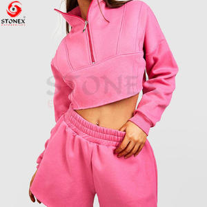 ชุดวอร์มสำหรับผู้หญิงผ้าคอตตอนพร้อมกางเกงขาสั้นชุดวอร์มแฟชั่นสำหรับผู้หญิงขายส่งตามสั่ง2023 - Product Image 4