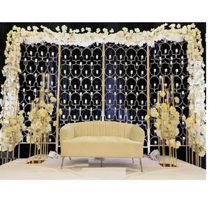 ผนังเทียนแบบมีส่วนร่วมสำหรับงานแต่งงานเวทีรับของแคนาดาฉากโลหะเทียนผนังโลหะหรูหราแผงฉากหลังโลหะ - Product Image 1