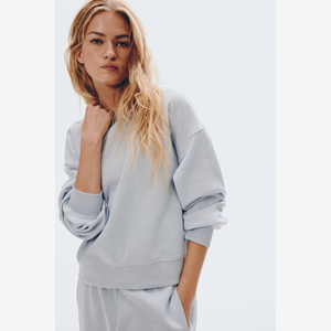 เสื้อสเวตเตอร์แขนยาวลำลองสำหรับผู้หญิงเสื้อสเวตเตอร์แขนยาวเสื้อสวมหัวไม่มีลาย - Product Image 1