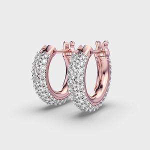 Pendientes de Aro Huggie con Diamantes Pavé Personalizados OEM, Oro Rosa/Blanco/Amarillo de 9K, Aro Grueso Articulado, Fabricante de Joyería Fina - Product Image 2