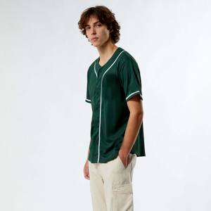 Maillot de baseball en maille respirante pour hommes, tissu en soie et flanelle avec logo personnalisé pour uniformes d'équipe et vêtements de sport décontractés - Product Image 2