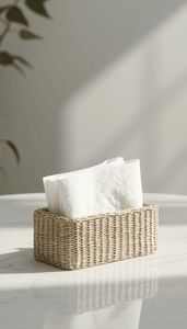 Boîte à mouchoirs en rotin organique élégante avec un attrait minimaliste pour les intérieurs contemporains scandinaves ou Boho Chic - Product Image 4
