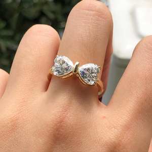 Lujo 1.01CT Par VS1 Lab Grown Heart Cut Butterfly Ring18K Oro amarillo Fino Compromiso Fiesta Anillo de diamantes para regalo de aniversario - Product Image 2