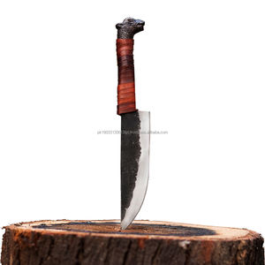 Couteau Viking fait à la main en acier au carbone personnalisé avec poignée forgée à la main et gaine en cuir fin Couteau à lame fixe Puukko forgé - Product Image 1