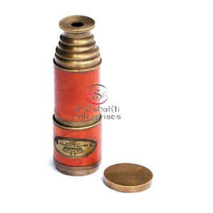 กล้องส่องทางไกลแบบดึงออกได้ สไตล์โบราณ ทำจากทองเหลือง สำหรับตกแต่งบ้านและสำนักงาน  กล้องส่องทางไกลแบบโบราณ - Product Image 1