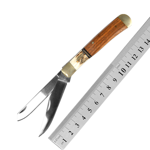 Outil de camping pliable multifonctionnel avec manche en bois, mini couteau suisse en acier inoxydable pour l'extérieur, logo personnalisé - Product Image 4