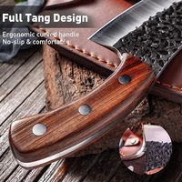 Couteau couperet personnalisé forgé à la main pour couper la viande avec lame en acier au carbone et manche en bois inclus gaine en cuir