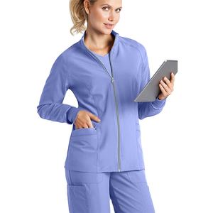 แจ็กเก็ตสครับแขนยาวนุ่มยืดหยุ่นสำหรับผู้หญิงผู้ชายเสื้อถักอบอุ่นแขนยาวใส่สบายออกแบบได้ตามต้องการ - Product Image 4