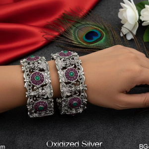 Brazaletes de Templo de plata oxidada, joyería india tradicional, pulseras étnicas hechas a mano para mujer, ropa nupcial y festiva - Product Image 3