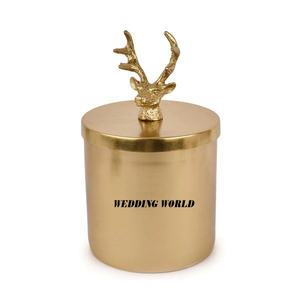 Pot à bonbons en métal noir avec couvercle en or Excellente qualité Serveur de noix de créateur fait à la main Pot à fruits secs en métal classique et élégant en gros - Product Image 3