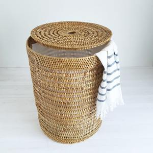 Panier de rangement en rotin de luxe, accessoires de rangement, conteneur artisanal en rotin naturel, paniers à linge en vente - Product Image 2
