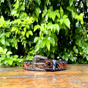 Cinturón de Cuero Genuino de Grano Completo, Estilo Punk Vintage, Diseño Floral Paisley, Hebilla de Aleación de Zinc de 40 mm, Color Personalizado - Product Image 2