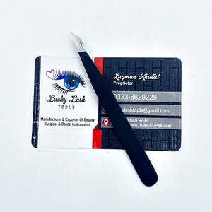 Mini juego profesional de pinzas para pestañas y cejas de acero inoxidable sólido, pinzas inclinadas negras con etiqueta privada personalizada, uso de belleza - Product Image 2