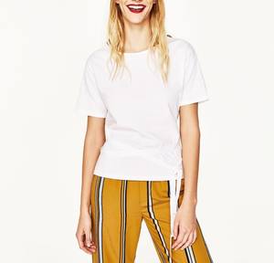 Camiseta de algodón informal para mujer, pantalones personalizables de Color sólido, cintura sin bolitas, diseño rayado, rayón de LICRA - Product Image 1