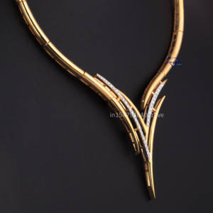 Elegante collar en forma de V para mujer, oro amarillo de 14kt con diamante redondo cultivado en laboratorio VVS, joyería de lujo moderna elegante - Product Image 5