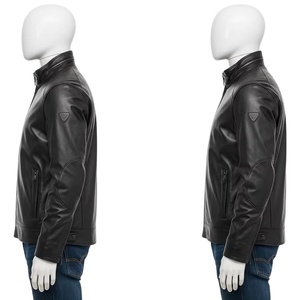 Veste en cuir véritable imperméable pour homme avec col montant, durable, chaude, vêtement d'extérieur d'hiver, fermeture éclair tendance, décontractée, motard, 2026 - Product Image 2