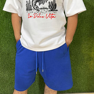 Conjuntos de Shorts Casuales de Verano para Hombre, 2 Piezas, Camiseta de Manga Corta con Hombros Caídos y Shorts con Cordón para Chicos - Product Image 3