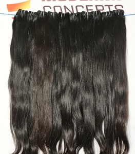 Vente en gros de cheveux humains noirs couleur longue ligne droite fabrication naturelle faisceaux Temple extensions de cheveux humains indiens - Product Image 4