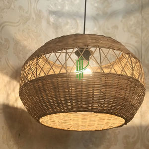 Handmade Woven Rattan Pendant Light Natural Bamboo Hanging Lampshade Minimalist Asian Decorative <b>Indoor</b> <b>Lighting</b> - Product Image 1