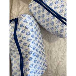 Bolsa Organizadora de Maquillaje Vintage Azul Buti, Estuche Cosmético Portátil de Gran Capacidad con Cierre de Cremallera, Estuche con Logotipo de Patrón Geométrico - Product Image 4