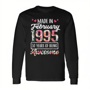 T-shirt floreale per il 30° compleanno, a maniche lunghe, per chi ha 30 anni, realizzata a febbraio del 1995. Categoria prodotto: T-shirt promozionali. - Product Image 2