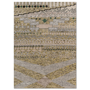 Tapis en laine noué à la main Manchaha Ivory, géométrique, grand format, puzzle rectangulaire pour la maison, le salon, le couloir, tapis rectangulaire pour chambre - Product Image 1