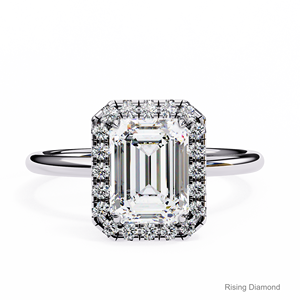 ชุดรัศมีเพชรสำหรับปลูกในห้องปฏิบัติการทรงมรกต3.7กะรัตแหวนหมั้นแหวนเพชร CVD สีโรสโกลด์ของขวัญครบรอบสำหรับเธอ - Product Image 1