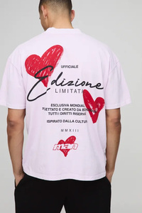 Impression numérique vente en gros personnalisé High Street Fashion 100% coton Oversize Tshirt Luxury T Shirt Men's 250GSM T-shirts Heart Logo - Product Image 2