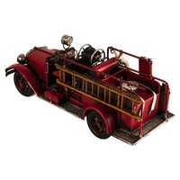 Modèle de camion de pompiers en bois peint à la main OMH, années 1910, vintage, objet de collection, décoration AR027 38,1Lx14Wx15,2H cm