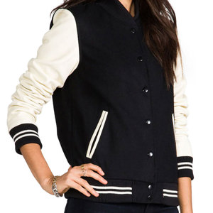 Chaquetas universitarias bordadas personalizadas al por mayor para mujer Chaquetas de béisbol en blanco relleno de algodón forro de nailon patrón a cuadros de punto - Product Image 6