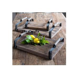 Accesorios para el hogar y el hotel Bandeja para servir alimentos con asas de metal Utensilios de cocina de Calidad exclusiva Bandeja para aperitivos - Product Image 2