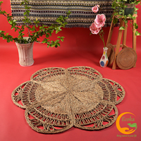 Tapis en bambou naturel personnalisable avec franges, écologique, moderne, luxueux, bohème, rond, diamètre 120 cm, en stock au Vietnam