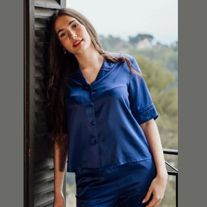 Conjunto de pijama de satén corto de verano para mujer - Product Image 3