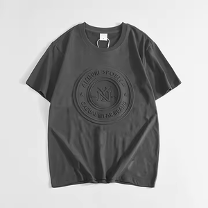 Logotipo personalizado bordado unisex en relieve camisetas OEM transpirable de gran tamaño hombro caído camisetas con logotipo y diseños personalizados - Product Image 4