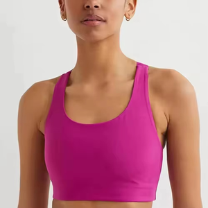 Nouveauté Soutien-gorge de sport rose pour femme Soutien-gorge dos nageur rose vif Fabriqué au Pakistan Soutien-gorge de sport et de fitness Ensemble de vêtements de sport sans couture pour le yoga - Product Image 2