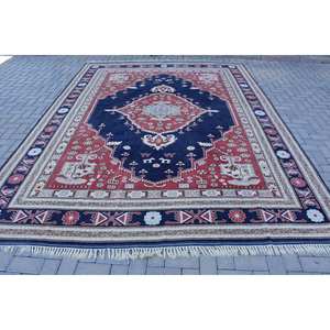 Alfombra ecológica de lana turca Vintage Rojo Negro 8x11ft estilo clásico Patchwork látex 9x12 rectángulo pasillo 10mm alfombra grande - Product Image 1