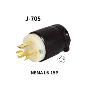 Enchufe Eléctrico Hubbell Compatible J-705 con Bloqueo Giratorio NEMA L6-15 15A 250V, Enchufe con Bloqueo, Protección IP20, Estándar UL498 para - Product Image 1