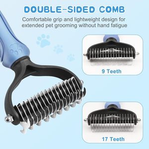 Brosse de toilettage pour animaux de compagnie multi-tailles, peigne en métal, combo, brosses à racler auto-nettoyantes pour chiens et chats de petite, moyenne et grande taille - Product Image 4
