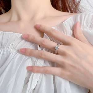 Anillo de Compromiso de Doble Hilera de Plata de Ley S925 con Moissanita de 2 Quilates y 8 mm, Regalo Clásico de Moda para Mujer, Anillo de Boda de Lujo Eterno - Product Image 4