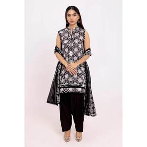 B-52013 Ensemble 3 pièces non cousu en mousseline imprimée, respirant, grande taille, idéal pour les fêtes et événements, avec fermeture éclair en dentelle, XS - Product Image 3