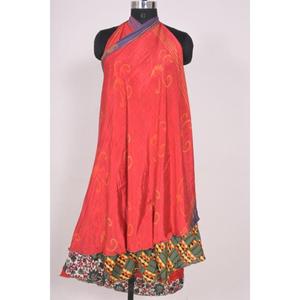 เดรสผ้าไหมศิลปะกระโปรงกลับด้านได้ทำด้วยมือสำหรับผู้หญิงชุดฤดูร้อนที่ได้รับแรงบันดาลใจจากส่าหรีชุดเดรสชายหาดและปาร์ตี้ - Product Image 5