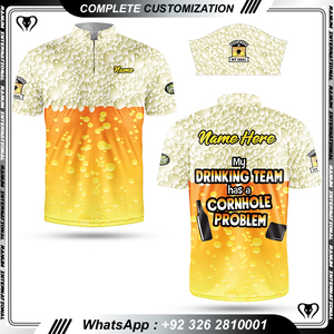 Venta al por mayor Gran oferta personalizada sublimada entrenamiento camiseta quater zip Cornhole camisas con un bolsillo - Product Image 5